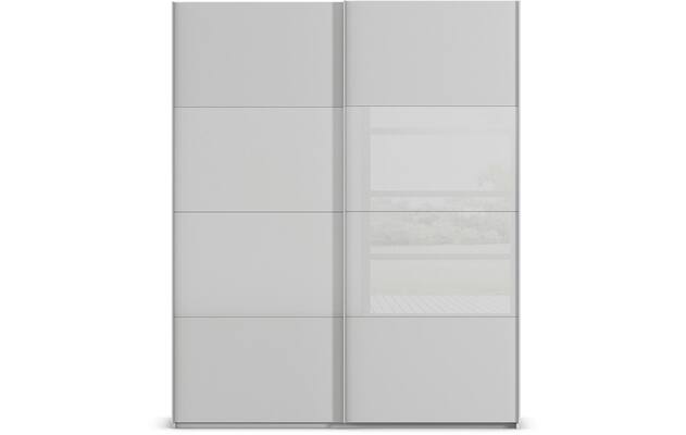 Goossens kledingkast finca combi glans mat glas grijs hoogwaardig meubelplaat - 8244436-{merk}-finca-combi-sts-grijs-schuifdeuren-01